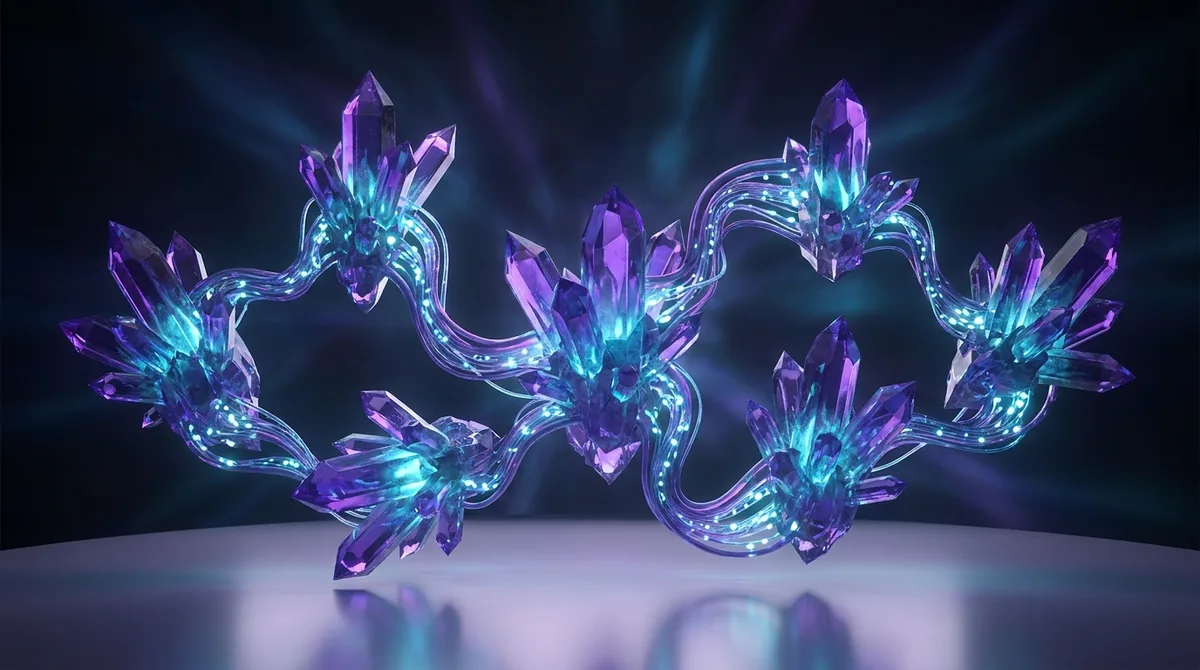 AI Policy Framework | CAQA AI A glowing purple and teal crystal structure represents a policy framework for responsible AI adoption.
